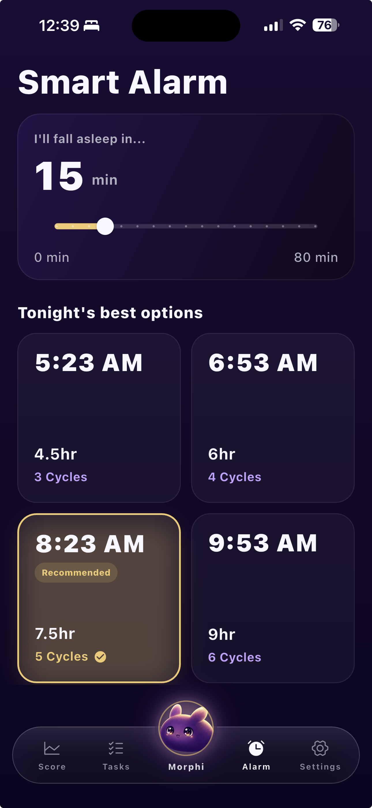 Smart alarm — picks your best wake-time