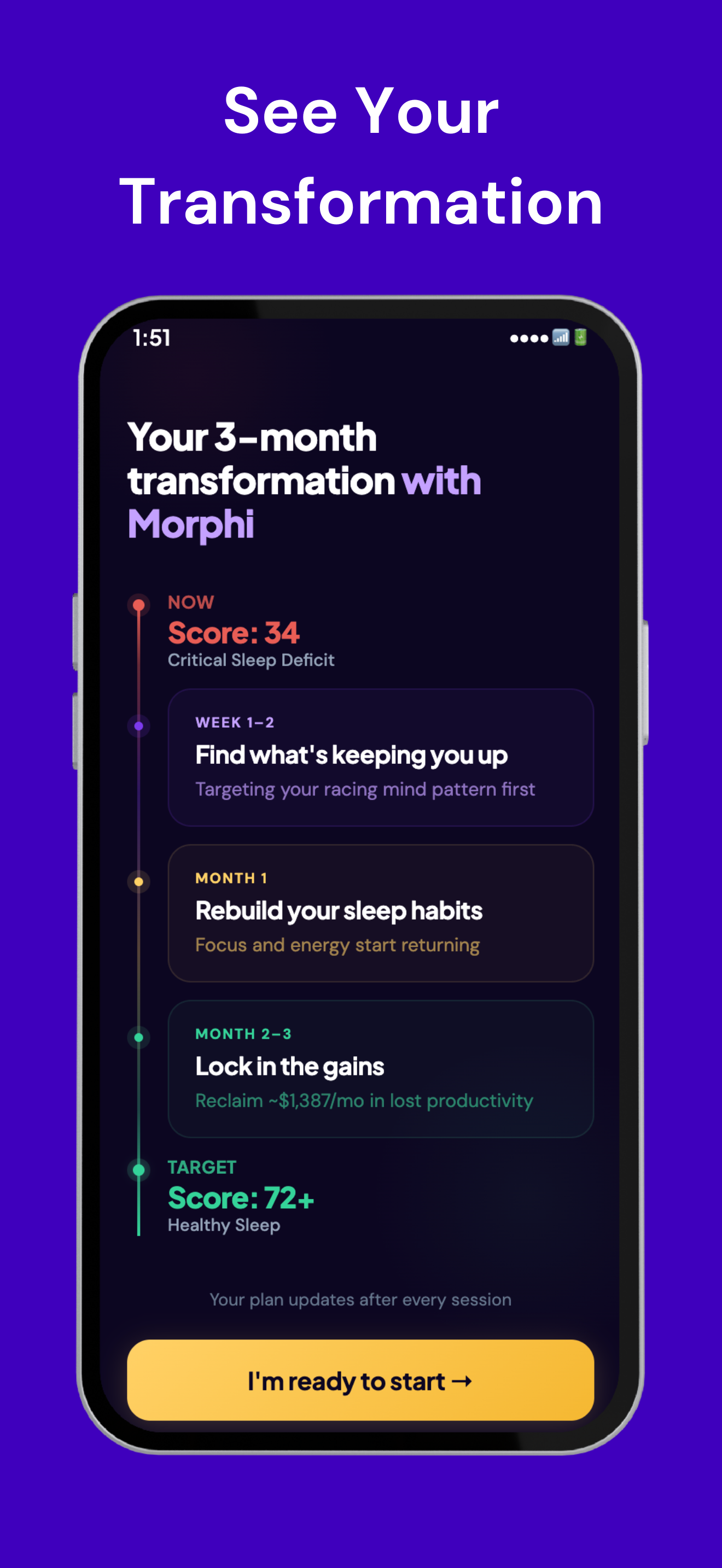 Morphi transformation plan screen